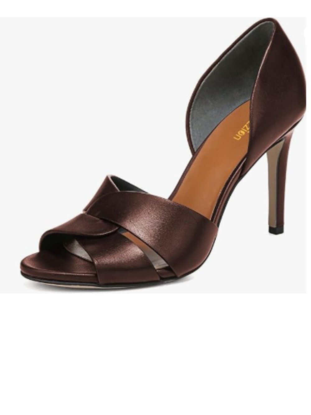 Pazzion Dark Brown Sexy Open Toe High Heel D'Orsay Pump Slip On Two Piece Sandal